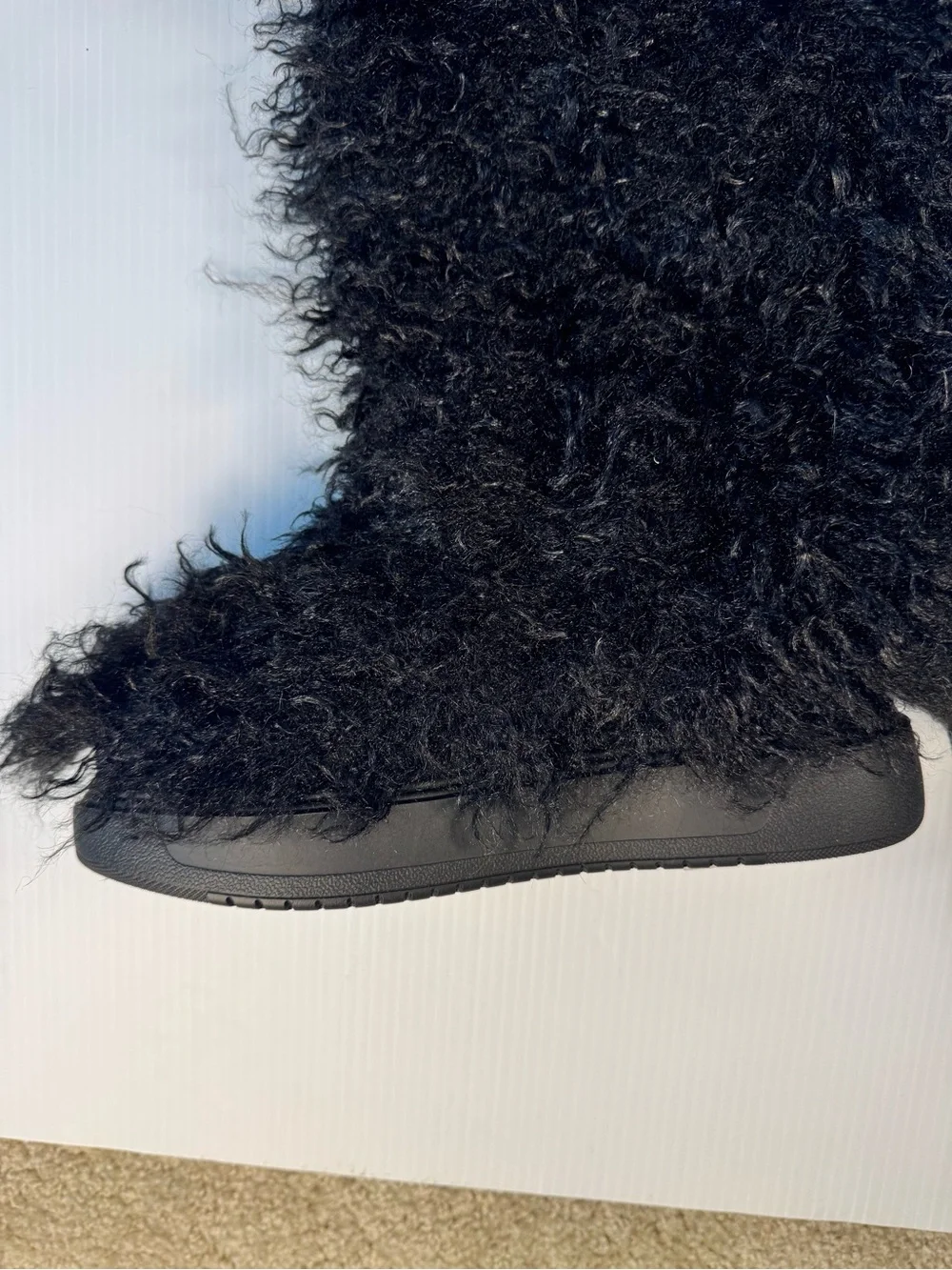 🖤 Azalea Wang Templeton Black Shaggy Faux Fur Knee-High | Cozy Statement Boots